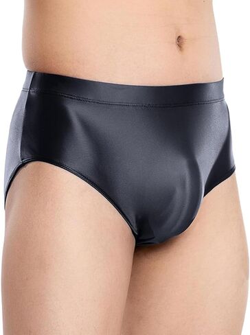 SEAUR Men's Sexy See Through Underwear Bulge Pouch Glossy Bikini Breifs Shiny Low Rise Underpants in Saudi Arabia