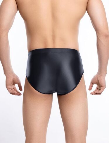 SEAUR Men's Sexy See Through Underwear Bulge Pouch Glossy Bikini Breifs Shiny Low Rise Underpants in Saudi Arabia