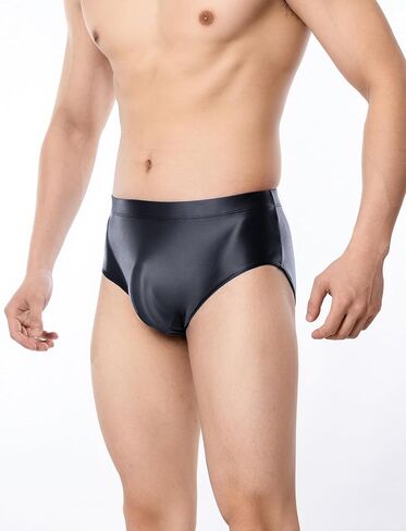 SEAUR Men's Sexy See Through Underwear Bulge Pouch Glossy Bikini Breifs Shiny Low Rise Underpants in Saudi Arabia