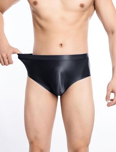 SEAUR Men's Sexy See Through Underwear Bulge Pouch Glossy Bikini Breifs Shiny Low Rise Underpants in Saudi Arabia