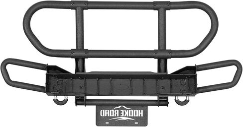 Hooke Road TJ Tubular Front Bumper Brush Grille Grille For 1987-2006 Jeep Wrangler YJ TJ ، Rock Crawler Pumper with Bull Bar ، D-Rings ، Plate Mount in Saudi Arabia