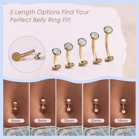 5pcs حلقة زر البطن العائمة للنساء 14G Hypoallergenic الفولاذ الجراحي الفولاذ المسطح خواتم بطن بطن داخلي ملولب البطن الجذور الصغيرة تشيك ستايل in Kuwait