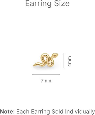 14K الذهب الصلب ثعبان الثعبان الثعبان المسطح عشيق البرك للنساء الغضروفية حلق الخيوط العلوية الفص العليا محارة Tragus helix مجوهر in Kuwait