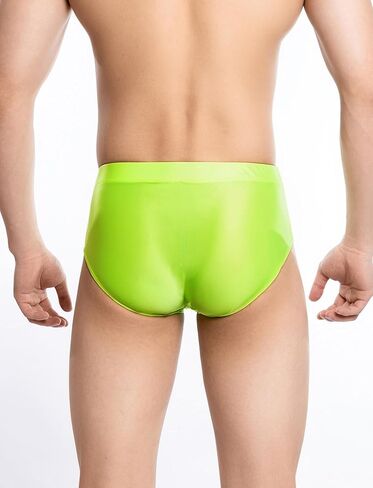 SEAUR Men's Sexy See Through Underwear Bulge Pouch Glossy Bikini Breifs Shiny Low Rise Underpants in Saudi Arabia