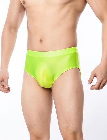 SEAUR Men's Sexy See Through Underwear Bulge Pouch Glossy Bikini Breifs Shiny Low Rise Underpants in Saudi Arabia