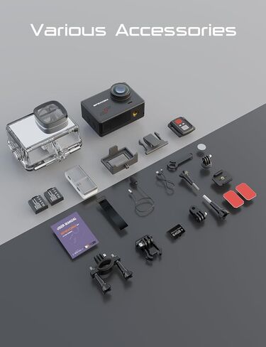 Apexcam Action Camera 4K with 64GB Card, HD 60FPS 48MP Sports Camera for Vlogging, 40M Waterproof Camera Underwater, 170 ° Wide Angle WiFi Camcorder, 8X Zoom, Remote Control, Helmet Mount Accessories in Kuwait