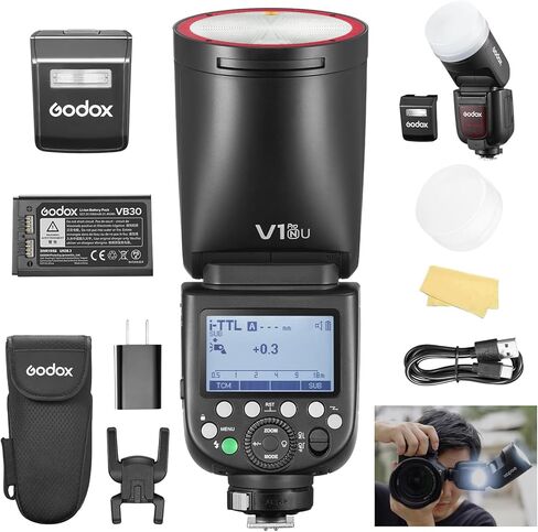 Godox V1 PRO-N USA Version Camera Flash for Nikon TTL 2980mAh 76W Battery Flash with External Flash SU-1 Round Head 1/8000s HSS 1.3s Recycle Time 2.4G Wireless HSS 500 Full Power Flashes in Saudi Arabia
