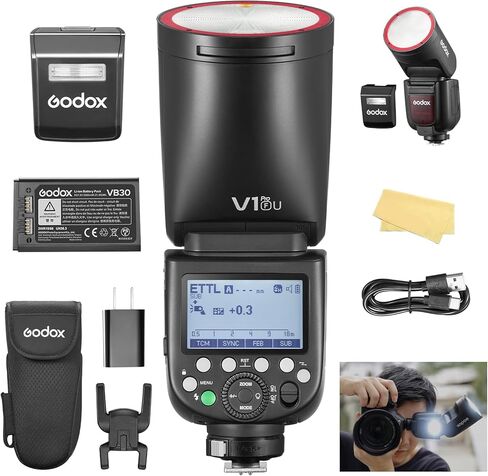 Godox V1 PRO-N USA Version Camera Flash for Nikon TTL 2980mAh 76W Battery Flash with External Flash SU-1 Round Head 1/8000s HSS 1.3s Recycle Time 2.4G Wireless HSS 500 Full Power Flashes in Saudi Arabia