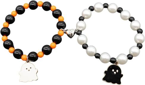 Halloween Matching Bracelets Cute Ghost Pumpkin Coffin Bat Ghost Face Skull Spider Love Heart Matching Bracelet Relationship Friendship Distance Matching Bracelet Halloween Jewelry Gifts in Saudi Arabia
