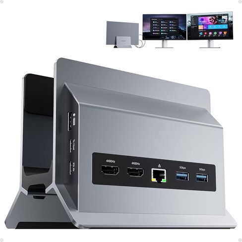 11 in 1 USB C Docking Station Dual Monitor, Vertical Laptop Dock Stand with 2 x HDMI 4K 60Hz, 3 x USB A/C 10Gbps, 2 x USB A 5Gbps, USB A 2.0, Ethernet, PD3.0 Docking Station for Type-C Laptops in Kuwait