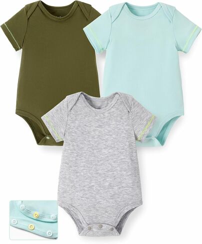 Patpat Baby Bodysuits Rayon Super Date - كم قصير للأولاد والبنات - ملابس الهدايا للجنسين الولادة - 3 عبوة in Kuwait