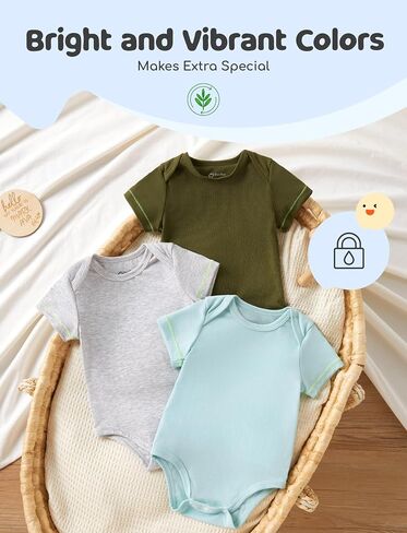 Patpat Baby Bodysuits Rayon Super Date - كم قصير للأولاد والبنات - ملابس الهدايا للجنسين الولادة - 3 عبوة in Kuwait