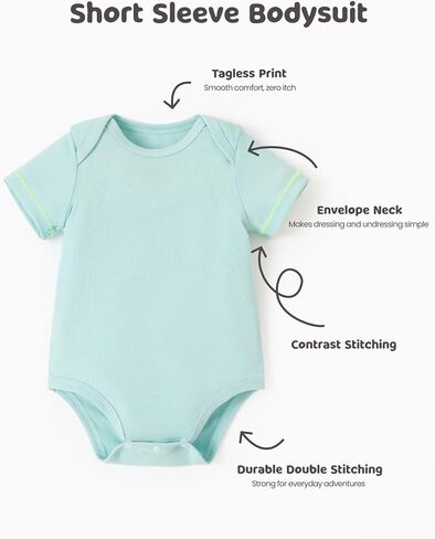 Patpat Baby Bodysuits Rayon Super Date - كم قصير للأولاد والبنات - ملابس الهدايا للجنسين الولادة - 3 عبوة in Kuwait