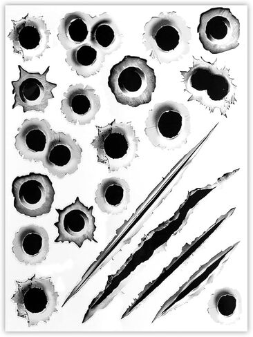 3D Bullet Hole Car Stickers, Ultra-Realistic Fake Bullet Hole Auto Body Scratch Decal, Waterproof PVC Fake Hole Sticker Automotive Tattoo Decoration for Bumper Window Helmet (Style A) in Kuwait