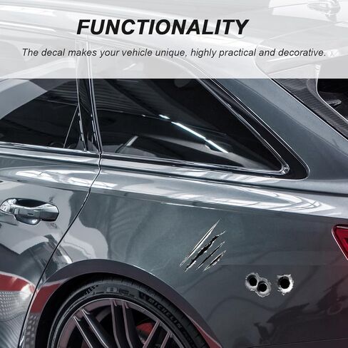 3D Bullet Hole Car Stickers, Ultra-Realistic Fake Bullet Hole Auto Body Scratch Decal, Waterproof PVC Fake Hole Sticker Automotive Tattoo Decoration for Bumper Window Helmet (Style A) in Kuwait