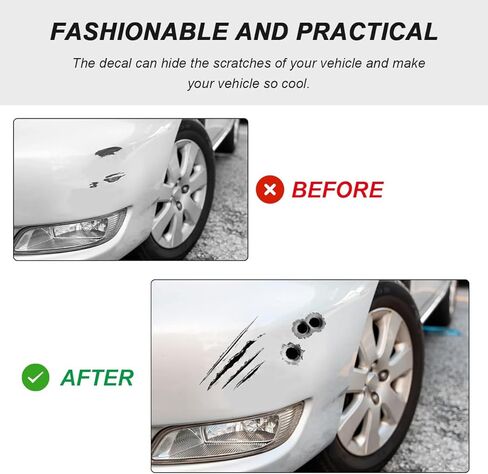 3D Bullet Hole Car Stickers, Ultra-Realistic Fake Bullet Hole Auto Body Scratch Decal, Waterproof PVC Fake Hole Sticker Automotive Tattoo Decoration for Bumper Window Helmet (Style A) in Kuwait