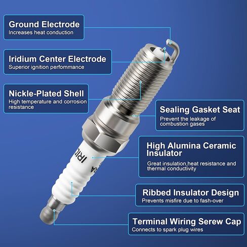 Iridium Spark Plugs 6 Pack 4344 LTR5IX-11 Fits for 2014-2020 Chevy Silverado 1500 4.3 V6 GMC Sierra, 2002-2009 Chevrolet Trailblazer Envoy 4.2, 2007-2012 Ford Edge Flex Taurus 3.5L, 5019 LTR5GP in Saudi Arabia