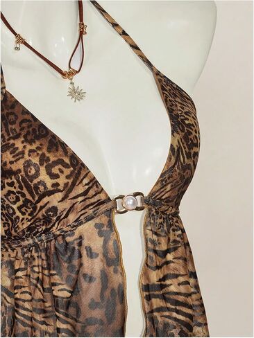 Halter Leopard Halter Top Y2K Cheetah بلا أكمام مفتوحة الصيف الخروج من قمم in Saudi Arabia