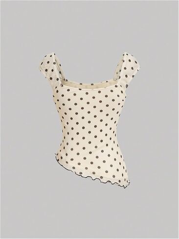 Milumia Women's Polka Dot Tops Cute Square Neck Top Top Top in Kuwait
