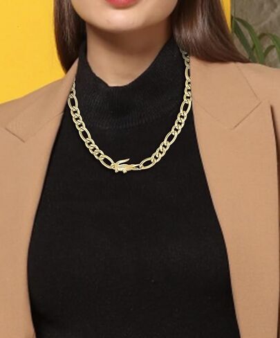قلادة سلسلة التماسيح Lacoste للرجال والنساء - مجوهرات الفولاذ المقاوم للصدأ ، نمط تمساح قابل للتعديل ، مجموعة مذهلة ، ملحق - هدية له وله. in Kuwait