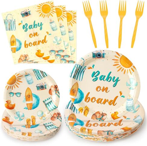 Mallard Duck Birthday Party Supplies - 96pcs A Little Hunter موجود على طريقة مجموعة أدوات المائدة اللوحات Flates Forks ، زخرفة لوحات الورق القابلة للتخلص منها لديكور طاولة استحمام الطفل ، خدمة 24 in Kuwait