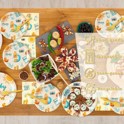 Mallard Duck Birthday Party Supplies - 96pcs A Little Hunter موجود على طريقة مجموعة أدوات المائدة اللوحات Flates Forks ، زخرفة لوحات الورق القابلة للتخلص منها لديكور طاولة استحمام الطفل ، خدمة 24 in Kuwait