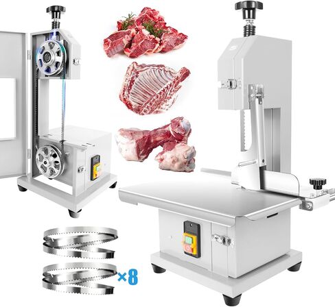 1500W Electric Bone Saw Machine, Frozen Meat Bandsaw with 8 Blades, 0.04-7.9 Inch Thickness Range, Stainless Steel Table (19.4"x15.3") Butcher Saw for Beef, Fish, Poultry in Saudi Arabia