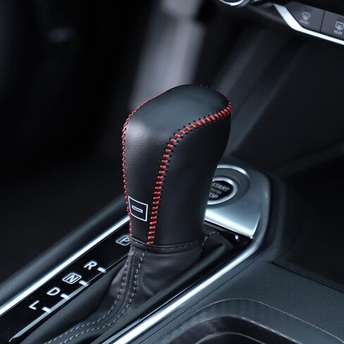Leather Car Gear Shift Knob Cover Fit for Nissan Sentra (2023 2022 2021 2020),Shift Lever Knob Cover Protector Car Interior Accessories,Black with Red Stitches in Kuwait