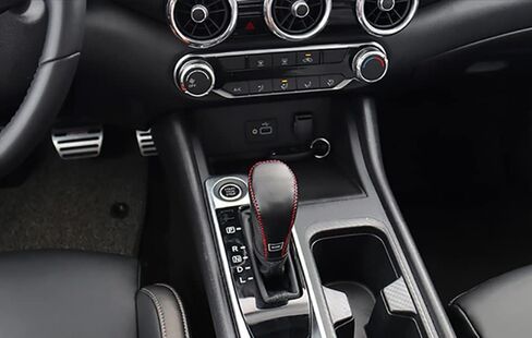 Leather Car Gear Shift Knob Cover Fit for Nissan Sentra (2023 2022 2021 2020),Shift Lever Knob Cover Protector Car Interior Accessories,Black with Red Stitches in Kuwait