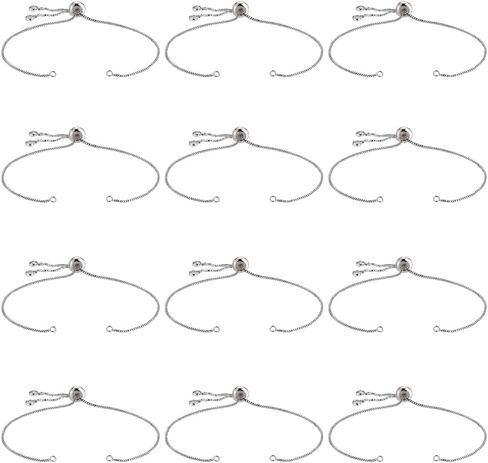 1 Box 32Pcs Slider Chain Bracelet Adjustable Slider Chain Gold Extender Chains with Rhinestone Ball Ends Brass Slider Beads Findings for Jewelry Making Chains Supplies DIY Women Bracelets in Saudi Arabia
