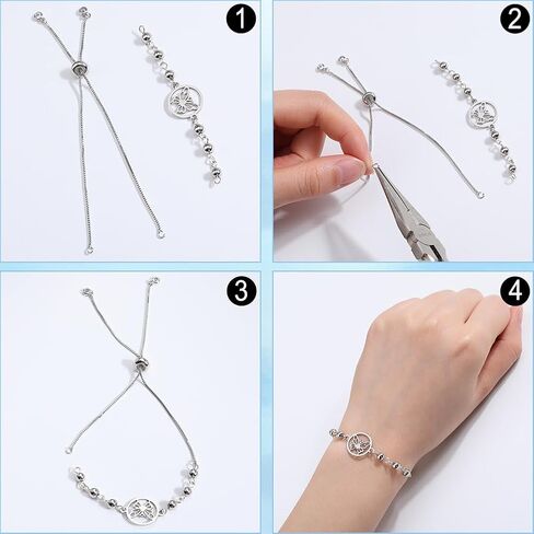 1 Box 32Pcs Slider Chain Bracelet Adjustable Slider Chain Gold Extender Chains with Rhinestone Ball Ends Brass Slider Beads Findings for Jewelry Making Chains Supplies DIY Women Bracelets in Saudi Arabia