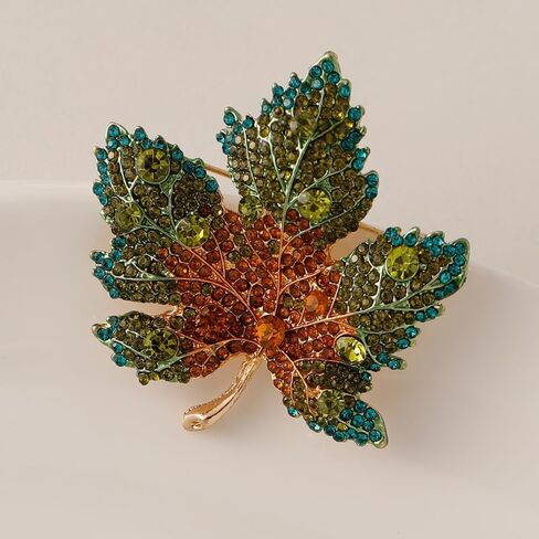 راينستون كبير القيقب من الورقة بروش دبوس للنساء رجال أزياء كريستال حساسة حفل زفاف الخريف الحفلات الحفلات دبابيس الطية دبابيس إكسسوارات الفستان الأنيقة مجوهرات هدية عيد ميلاد عيد ميلاد مهرجان عيد الميلاد in Kuwait