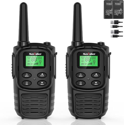 Walkie Talkies Long Range for Adult, MT10 Rechargeable Walkie Talkies FRS Two Way Radio, NOAA, 1200mAh Li-ion Battery USB-C Cable, LED Flashlight, VOX Walkie Talkie for Hiking Camping 2Pack in Kuwait