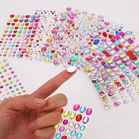 Gem Stickers，2374 Pcs Rhinestone Stickers Self Adhesive, Multiple Shapes and Sizes, Suitable for Make-up, DIY, Stick on Gems for Crafts in Saudi Arabia