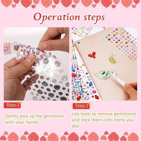 Gem Stickers，2374 Pcs Rhinestone Stickers Self Adhesive, Multiple Shapes and Sizes, Suitable for Make-up, DIY, Stick on Gems for Crafts in Saudi Arabia