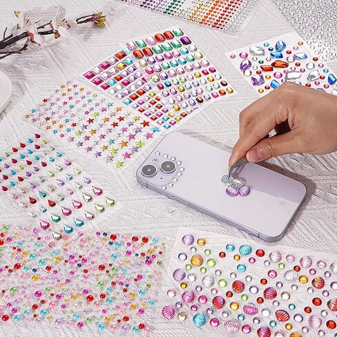 Gem Stickers，2374 Pcs Rhinestone Stickers Self Adhesive, Multiple Shapes and Sizes, Suitable for Make-up, DIY, Stick on Gems for Crafts in Saudi Arabia