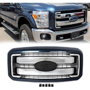 Sterling Gray Metallic Shell+Chrome Trim Pront Grill متوافق مع 2011-2016 Super Duty Laria F250 F350 F450 F550 استبدال لـ BC3Z-8200-A in Kuwait