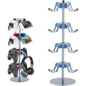 وحدة تحكم متوافقة مع محول Xbox PS5 PS4 Nintendo ، 3 Tiers Aleuminium Geaming STAND ، رف منظم وحدة التحكم في سماعة الرأس القابلة للدوار ، سعة عالمية وكبيرة (Silver) in Kuwait