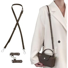 Anthracite Bag Leather Strap Replacement Adjustable Crossbody Shoulder Straps for XS Le Pliage MINI Pouch, No Damage Conversion Kits Accessories (MINI-Anthracite-Silver) in Saudi Arabia