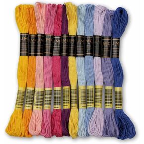 Pack of 50 Popular Colours Premium Embroidery Thread | 100% Egyptian Cotton Premium Skeins | Cross Stitch Embroidery Floss | Oeko TEX Certified| (24, 24 Skeins Red) in Kuwait