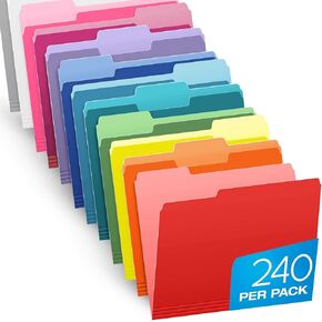 Pendaflex Colored File Folders Letter Size - 240 Pack of 12 Assorted Color Folders for Documents - 1/3-cut Tabs - Manila Office Folders in Kuwait