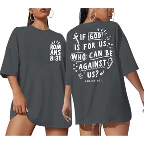 Oversized Christian Shirts for Women Faith Jesus Bible Verse If God is for Us Tshirts Religious Graphic Tees Tops in Kuwait