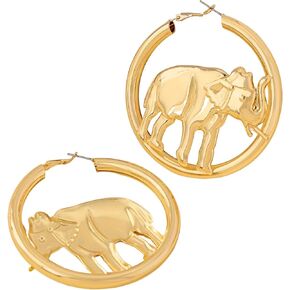 Big Hoop Elephant Earrings Bohemian Golden Statement Good Luck Elephant Dangle Hoop Earrings for Women Jewelry in Kuwait