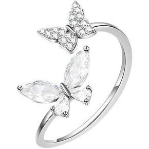 Cubic Zirconia Butterfly Rings for Women Dainty Open Adjustable Ring Finger Ring Sterling Silver CZ Diamond Rhinestone Vintage Butterfly Knuckle Rings Costume Jewelry for Women in Kuwait