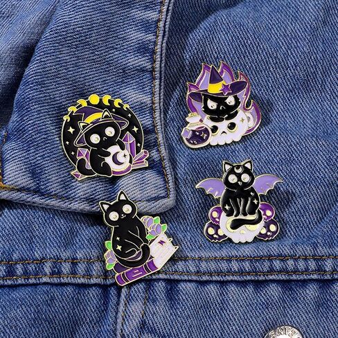 Cute Enamel Pins for Backpacks - Cartoon Lapel Pins - Purple Cat Anime brooch pins for Women Charming in Saudi Arabia