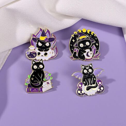 Cute Enamel Pins for Backpacks - Cartoon Lapel Pins - Purple Cat Anime brooch pins for Women Charming in Saudi Arabia