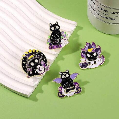 Cute Enamel Pins for Backpacks - Cartoon Lapel Pins - Purple Cat Anime brooch pins for Women Charming in Saudi Arabia