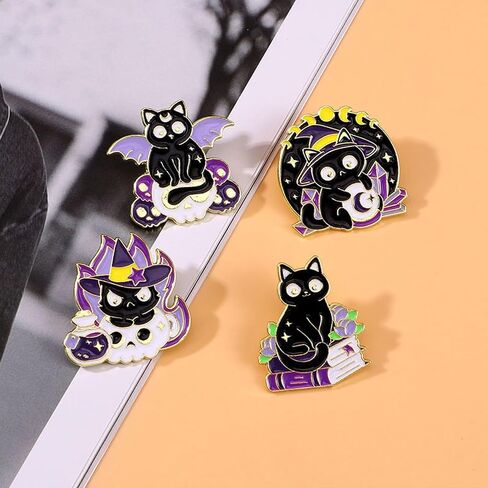 Cute Enamel Pins for Backpacks - Cartoon Lapel Pins - Purple Cat Anime brooch pins for Women Charming in Saudi Arabia