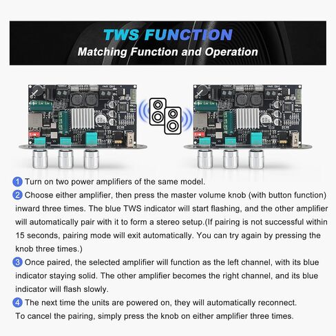 ZK-1002T 100W+100W لوحة مضخم طاقة ، رقاقة TPA3116D2 مع مدخلات Bluetooth و AUX ، مضخم طاقة صوتية 2.0 قناة in Kuwait