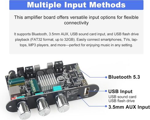 ZK-1002T 100W+100W لوحة مضخم طاقة ، رقاقة TPA3116D2 مع مدخلات Bluetooth و AUX ، مضخم طاقة صوتية 2.0 قناة in Kuwait